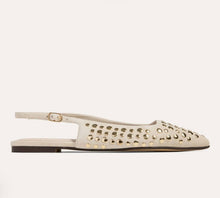 Load image into Gallery viewer, Bedford Flat in Bone Suede with Gold Studs