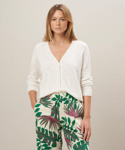 Off-White slub cotton cardigan-Morane