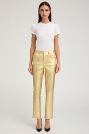 Metallic Gold Leather Slim Straight