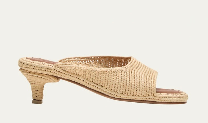 Port Raffia Kitten-Heel Slide Sandal