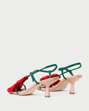 Load image into Gallery viewer, Frank Red/Green Moiré Flower Sandal