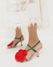 Load image into Gallery viewer, Frank Red/Green Moiré Flower Sandal