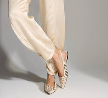 Load image into Gallery viewer, Bedford Flat in Bone Suede with Gold Studs