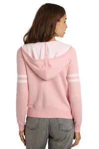Cotton Cashmere Two-Tone Mesh Zip Hoodie
