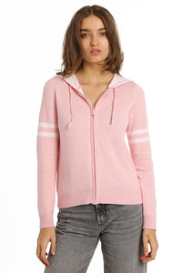 Cotton Cashmere Two-Tone Mesh Zip Hoodie