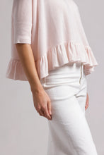 Load image into Gallery viewer, Cashmere Crew Cropped Pow Wow With Ruffle