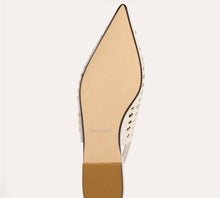 Load image into Gallery viewer, Bedford Flat in Bone Suede with Gold Studs