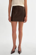 Load image into Gallery viewer, Serena Leather Basket Weave Mini Skirt