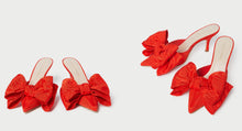 Load image into Gallery viewer, Margot Red Moiré Bow Mule