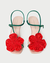 Load image into Gallery viewer, Frank Red/Green Moiré Flower Sandal