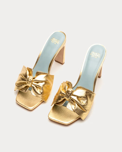 Hilary Heel-Metallic Gold Leather