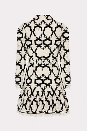 Willa Velvet Flock Lace Mock Neck Dress