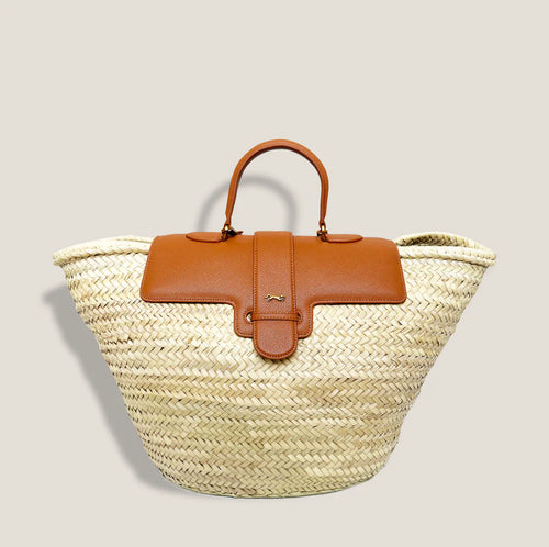 Carlton Basket Tote-Cognac