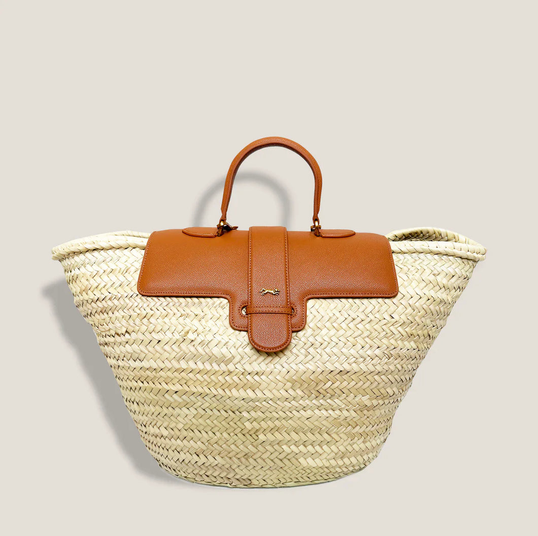 Carlton Basket Tote-Cognac