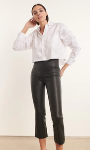 Leather Crop Flare Legging