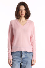 Load image into Gallery viewer, Cashmere Frayed Cropped V Neck