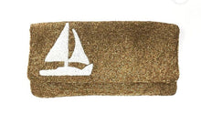 Load image into Gallery viewer, Foldover Sailboat Beaded Clutch
