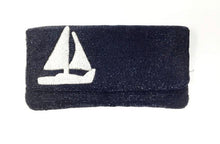 Load image into Gallery viewer, Foldover Sailboat Beaded Clutch