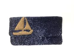 Foldover Sailboat Beaded Clutch
