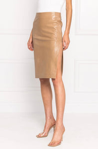 Liza Slit Leather Pencil Skirt