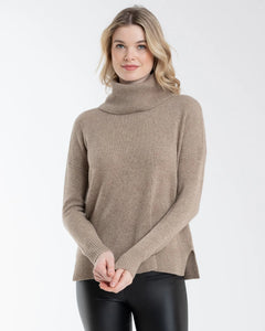 Cashmere Back Zip Turtleneck