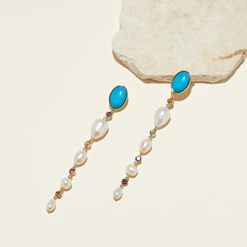 Lyford Pearl Turquoise Dangle Earrings