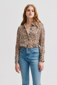 Metallic Stripe Leopard Button Up