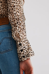 Metallic Stripe Leopard Button Up